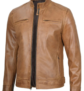 Camelbrownrealleatherjacket