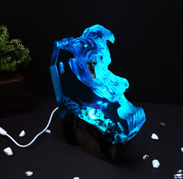 Handmade Unique Epoxy Resin Ocean Wave Lamp