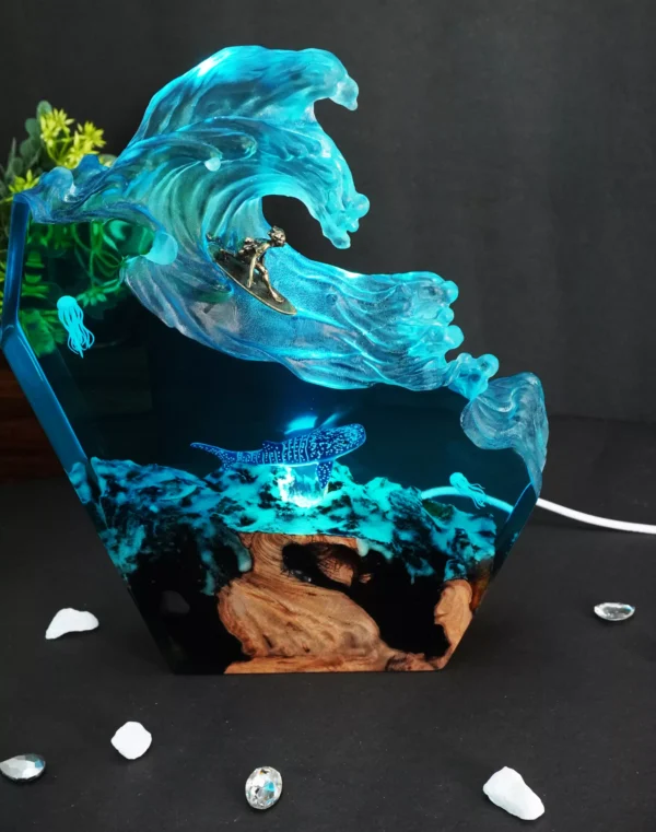 Handmade Unique Epoxy Resin Ocean Wave Lamp - Image 3