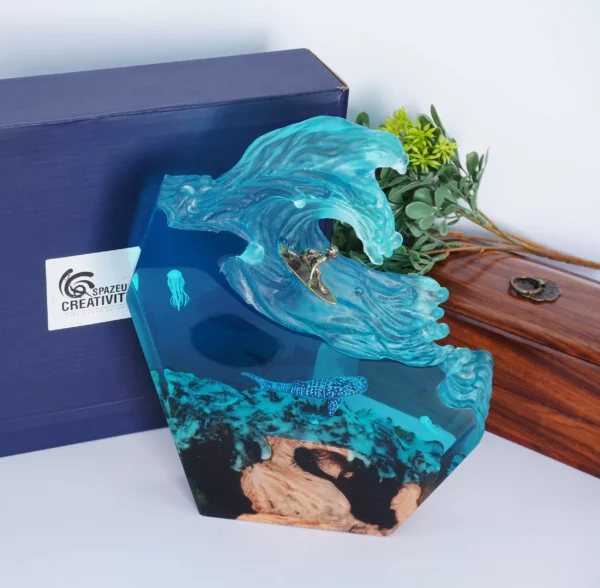 Handmade Unique Epoxy Resin Ocean Wave Lamp - Image 7