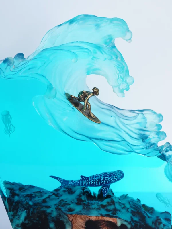 Handmade Unique Epoxy Resin Ocean Wave Lamp - Image 9