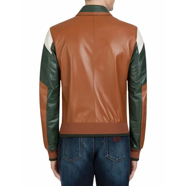Ivan Multi Color Bomber Leather Jacket - Image 4