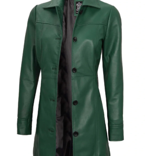 Greenrealleatherjacketcoatforwomen