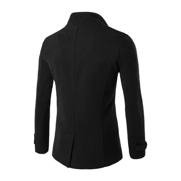 Black Wool Trench Coat for Men - Image 2
