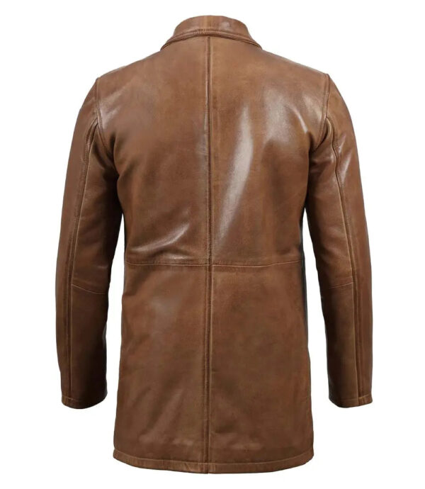 Winchester Mens Real Leather Camel Brown 3/4 Car Coat - Image 2