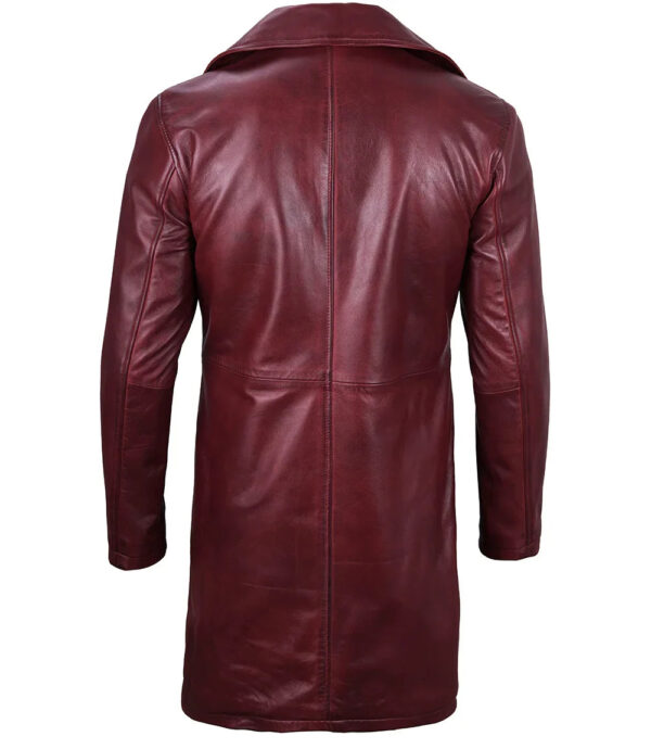 Bryson Maroon Leather Car Coat - Image 2