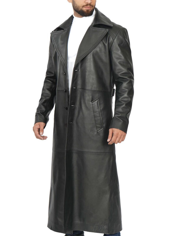 Jackson Men's Black Leather Long Coat - Image 5