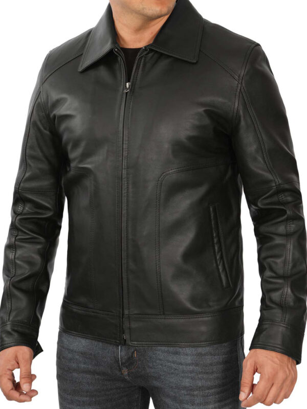 Thomas Mens Black Vintage Real Leather Jacket - Image 5