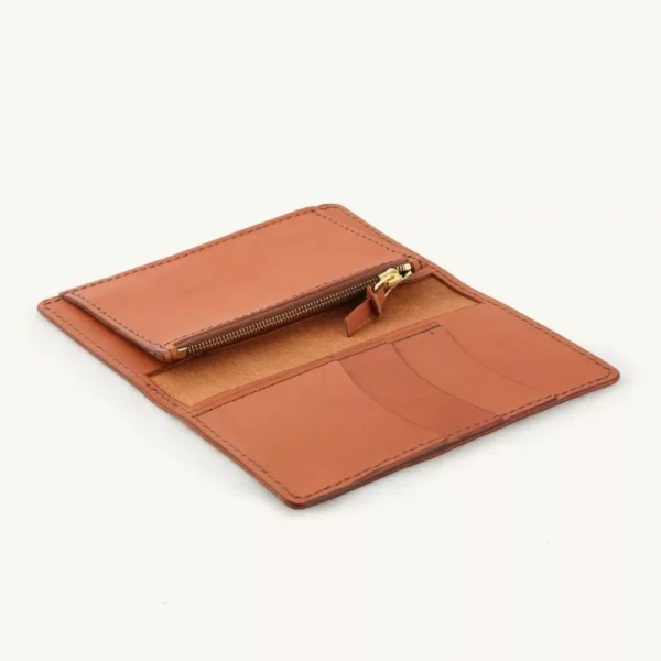 Men’s Bifold Leather Travel Wallet – Brown - Image 3