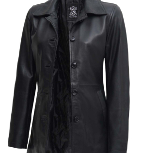 MensBlackLeatherCarCoat