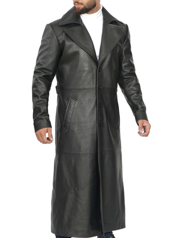 Jackson Men's Black Leather Long Coat - Image 4
