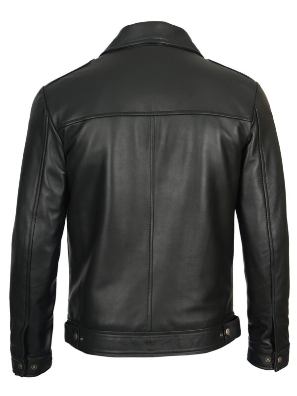 Reeves Mens Black Harrington Vintage Leather Jacket - Image 2