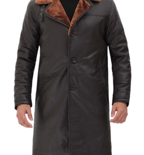 MensBrownShearlingLeatherCoat