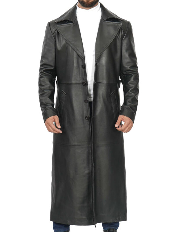 Jackson Men's Black Leather Long Coat - Image 3