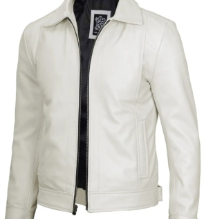MensRealleatheroffwhitejacket