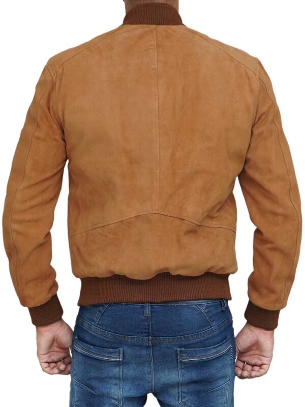 Adamsville Mens  Brown Bomber Suede Jacket - Image 2