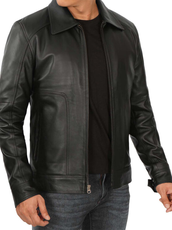 Thomas Mens Black Vintage Real Leather Jacket - Image 6