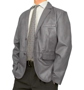 Notch-Lapel-Two-Buttoned-Gray-Leather-Blazer-For-Men.webp