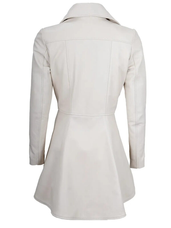 Clarissa Off White Asymmetrical Peplum Leather Jacket - Image 2