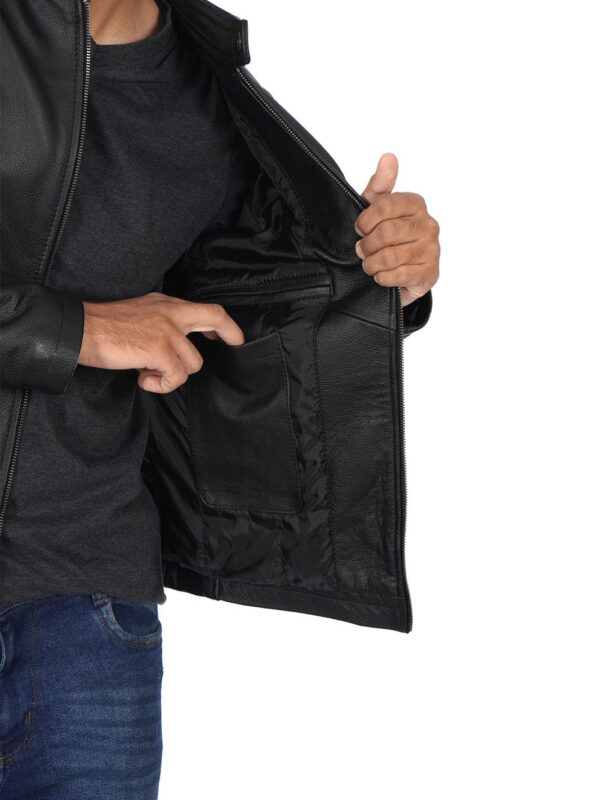 Ricardo Men's Black Cow Hide Leather Motorcycle Jacket - Image 5