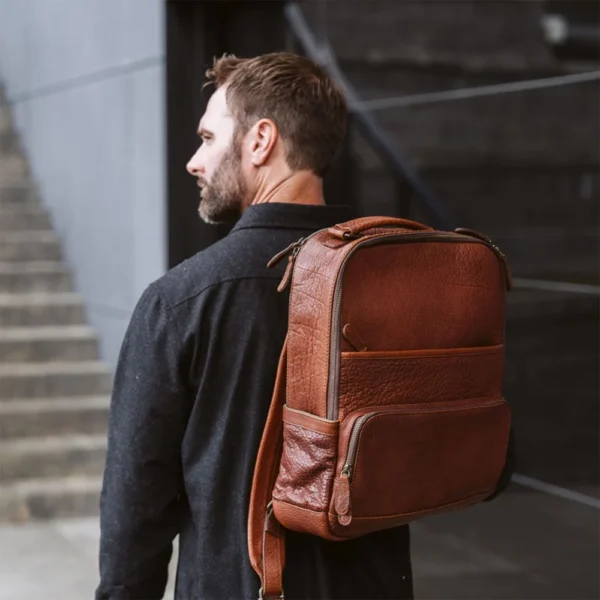 Stylish Brown Genuine Leather Backpack - Image 10