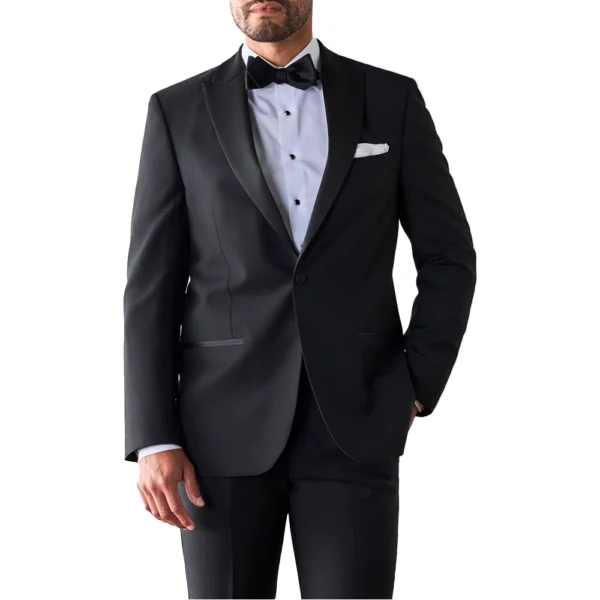 Slim Men’s Black Peak Lapel Tuxedo Suit