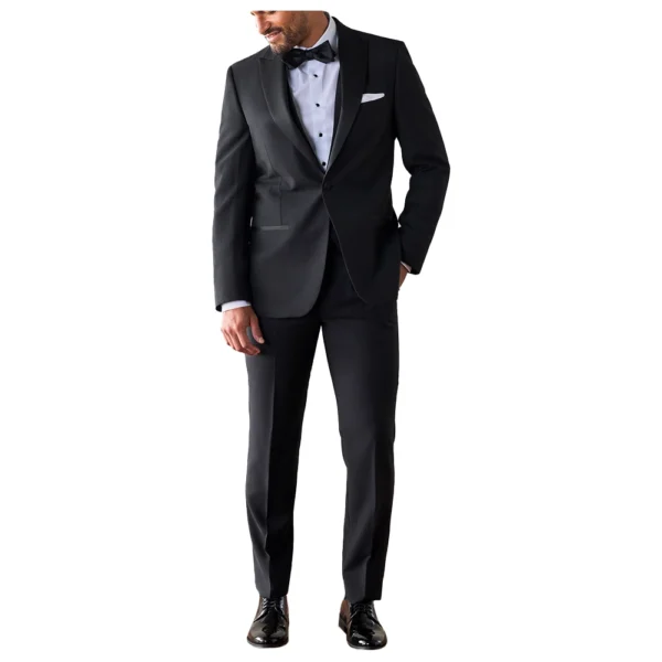 Slim Men’s Black Peak Lapel Tuxedo Suit - Image 4
