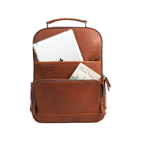 Stylish Brown Genuine Leather Backpack - Image 4