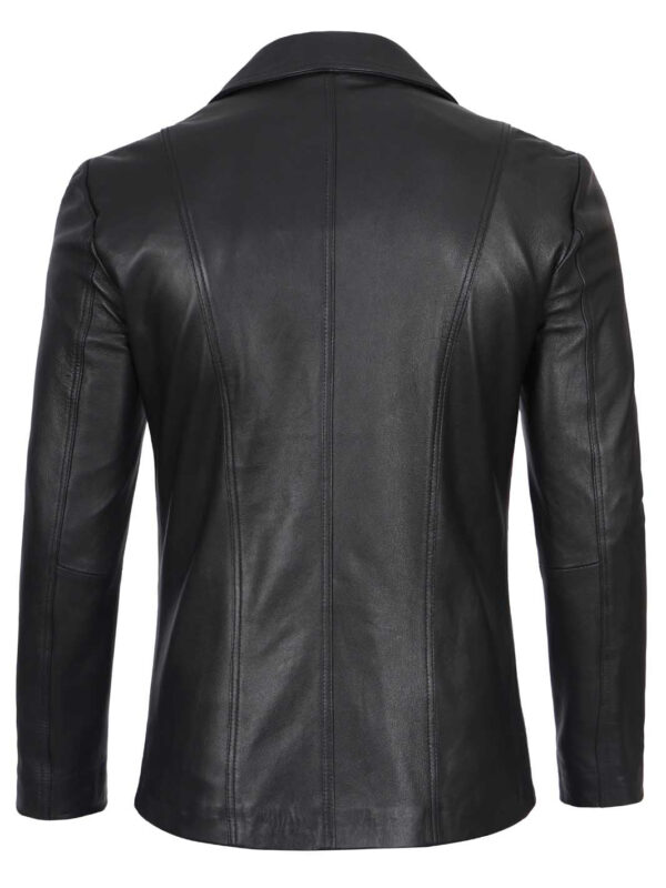 Surrey Men's Black Leather Blazer - Image 2