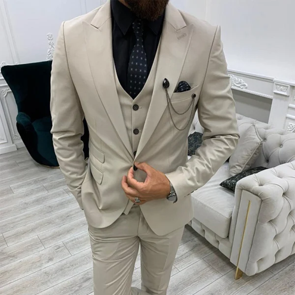 3 Piece Beige Men’s Prom Suits