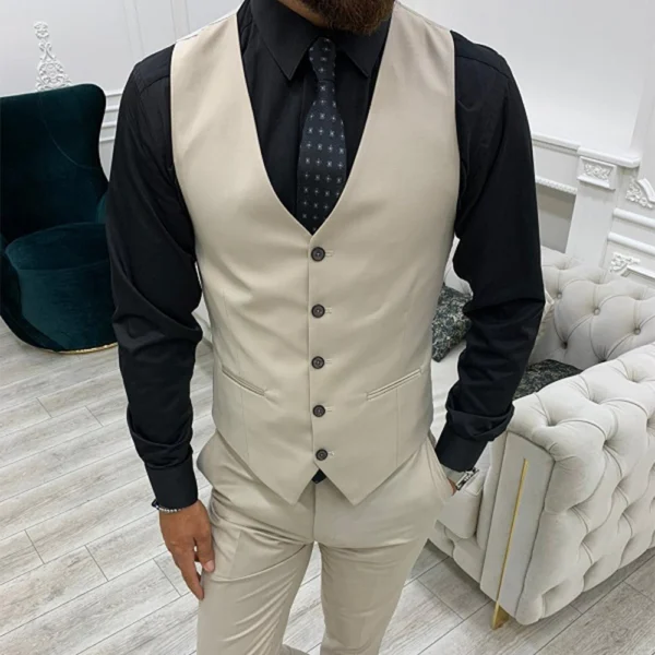 3 Piece Beige Men’s Prom Suits - Image 3
