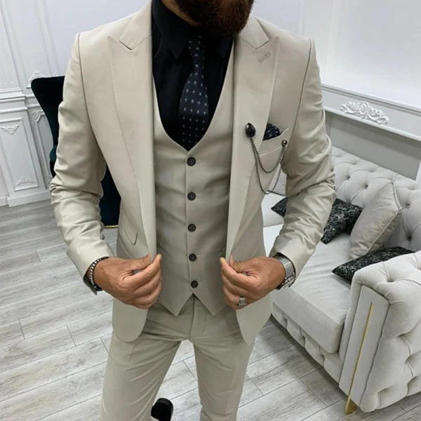 3 Piece Beige Men’s Prom Suits - Image 7
