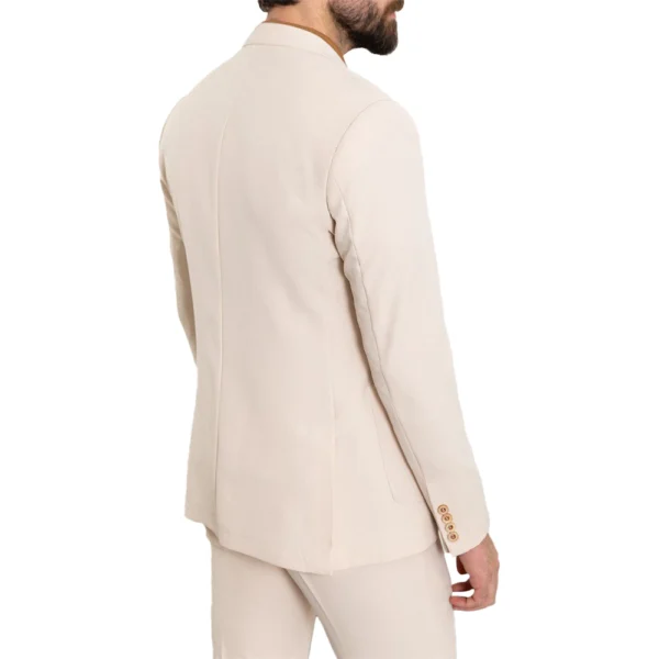 Men Modern Slim Fit 2 Buttons 2 Piece Beige Suit - Image 2