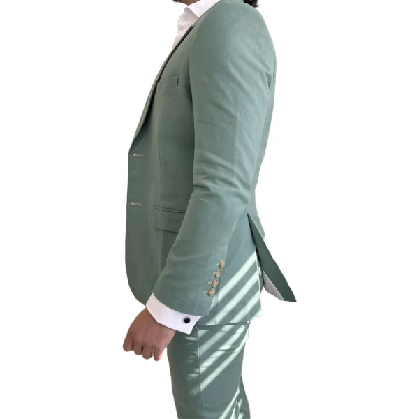 Mens Two Piece Sage Green Suit - Image 5