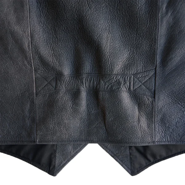 Men’s Notch Collar Charcoal Vest In Leather - Image 6