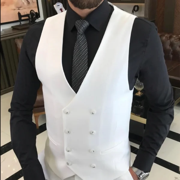 Men’s Slim Fit Casual White 3 Piece Suit - Image 2