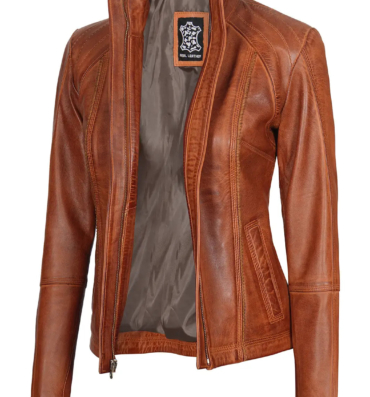 Womencaferacerleatherbikerjacket