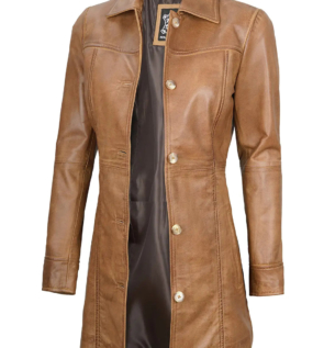 Womencamelleathercarcoat
