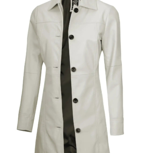 Womenoffwhiterealleathercoat