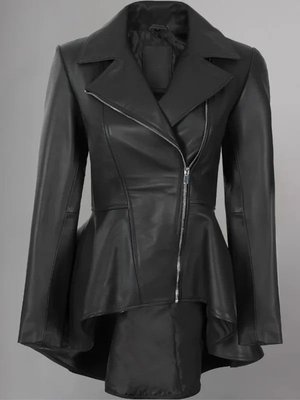 Women’s Black Peplum Leather Jacket