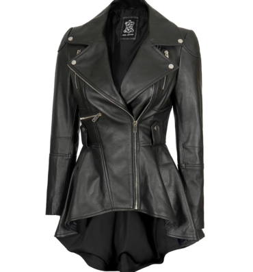 WomensAsymmetricalBlackBikerLeatherJacket