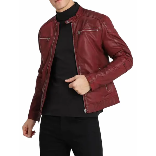 Red Leather Biker Jacket