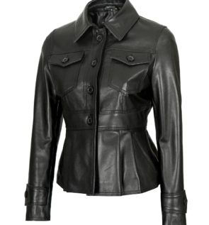 black_short_peplum_leather_jacket