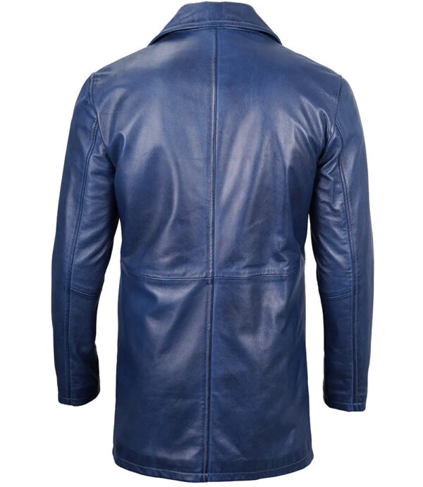 Santiago Blue Wax Real Leather Car Coat - Image 2