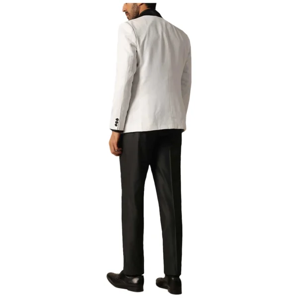 Elegant Men’s 3 Piece White and Black Tuxedo - Image 4
