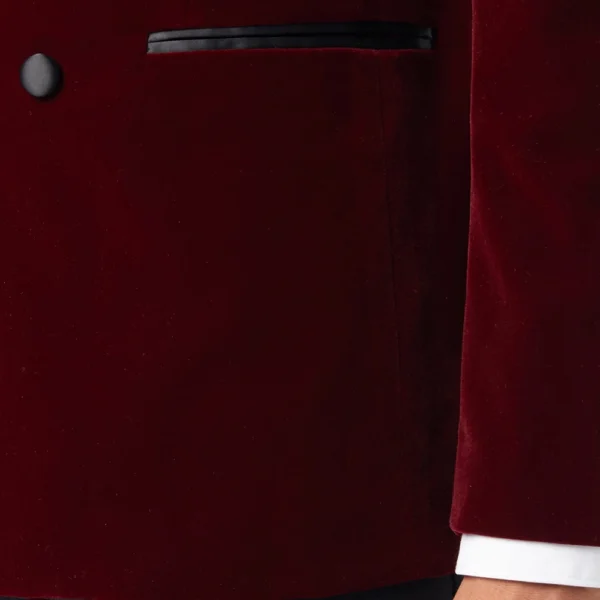 Men’s Two Piece Burgundy Velvet Tuxedo Jacket​ – Prom Wedding Burgundy Suit - Image 3