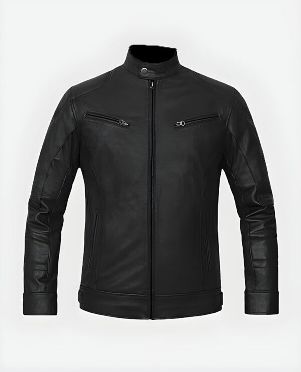Men's Black Slimfit Cafe Racer Leather Jacket