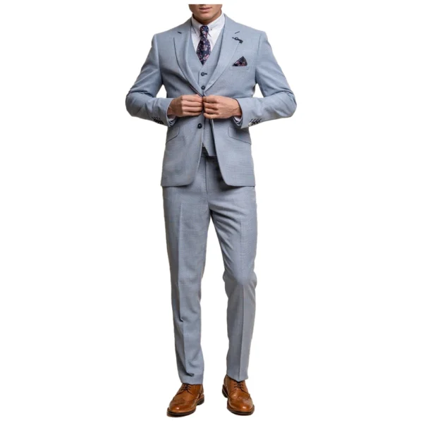 Mens Three Piece Aqua Blue Formal And Wedding Suit - Image 2
