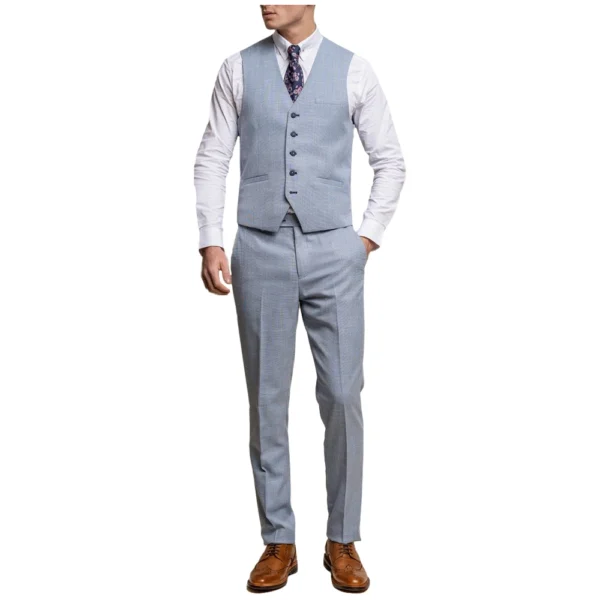 Mens Three Piece Aqua Blue Formal And Wedding Suit - Image 3