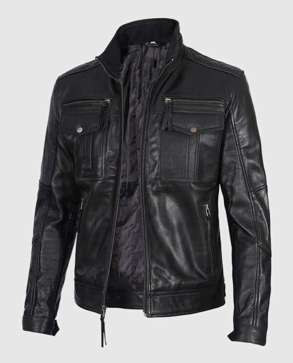 Moffit Men's Cafe Racer Real Leather Jacket - Image 4